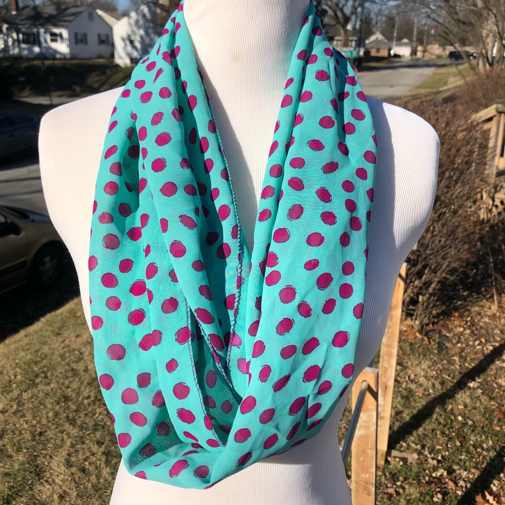 - Polka-Dot Chiffon Infinity Scarf! NEW!